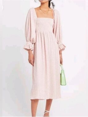 OPT Athena Midi Dress in Mauve Gingham
